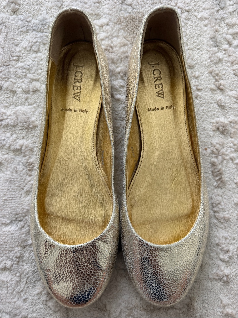 J. Crew Women's Metallic Gold Round-Toe Ballet Flats